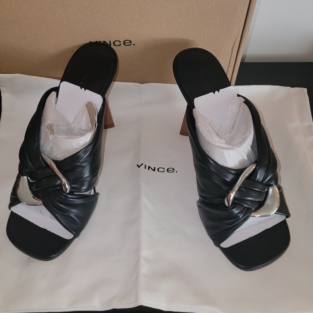 Vince Qiqi Leather City Sandal Black